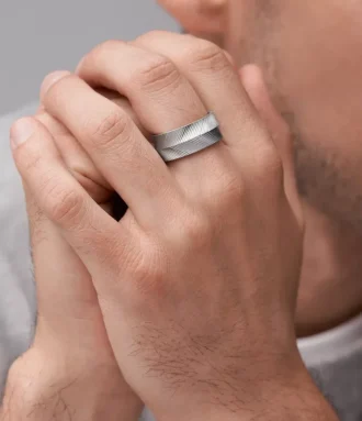 Harlow Linear Texture Stainless Steel Band Ring