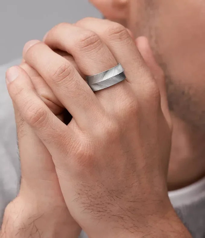 Harlow Linear Texture Stainless Steel Band Ring