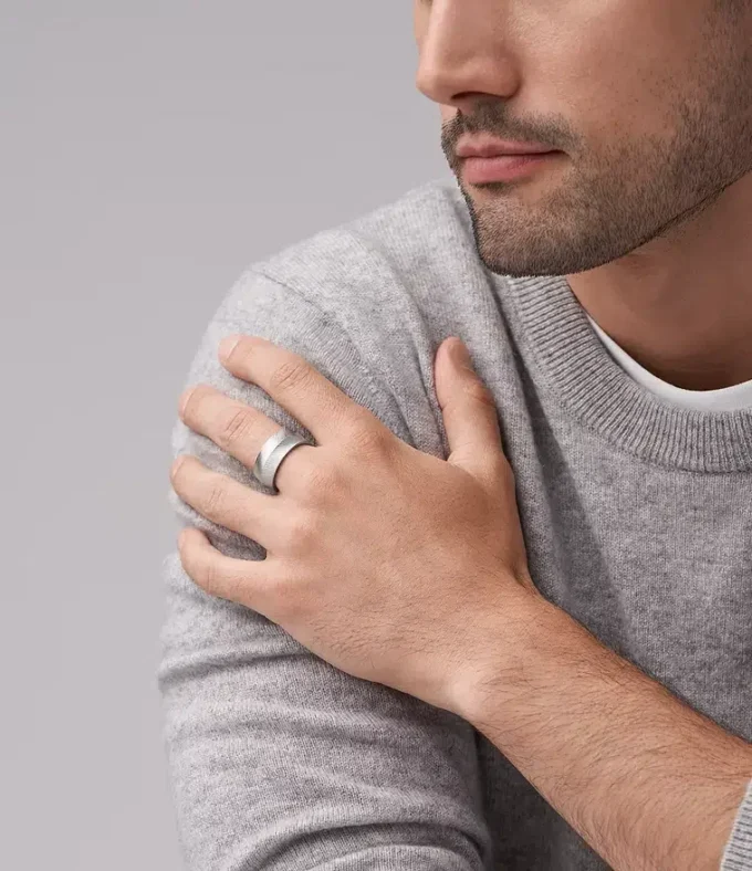 Harlow Linear Texture Stainless Steel Band Ring