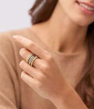 Harlow Linear Texture Two-Tone Stainless Steel Prestack Ring