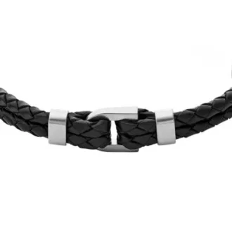 Heritage D-Link Black Leather Bracelet