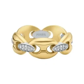 Heritage D-Link Glitz Two-Tone Stainless Steel Band Ring