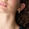 Heritage D-Link Glitz Two-Tone Stainless Steel Hoop Earrings