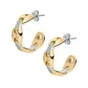 Heritage D-Link Glitz Two-Tone Stainless Steel Hoop Earrings