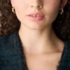 Heritage D-Link Glitz Two-Tone Stainless Steel Hoop Earrings