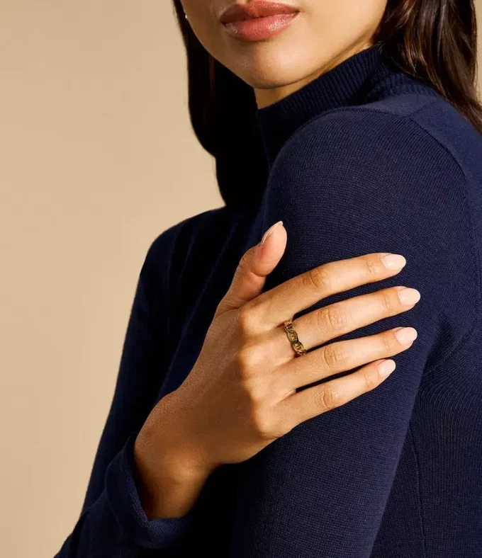 Heritage D-Link Gold-Tone Stainless Steel Band Ring