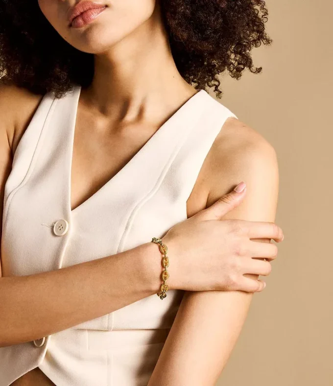 Heritage D-Link Gold-Tone Stainless Steel Chain Bracelet