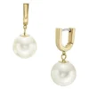 Heritage Pearl D-Link Gold-Tone Stainless Steel Hoop Earrings