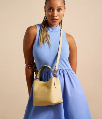 Jessie Leather Small Bucket Crossbody Bag