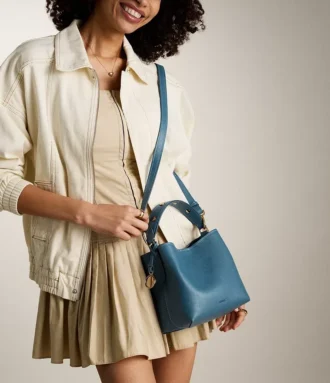 Jessie Leather Small Bucket Crossbody Bag