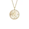 Leo Sutton Zodiac Gold-Tone Stainless Steel Gold Mother-of-Pearl Pendant Necklace