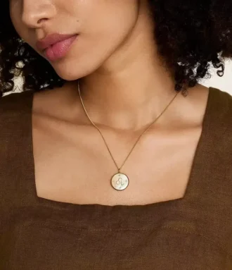 Leo Sutton Zodiac Gold-Tone Stainless Steel Gold Mother-of-Pearl Pendant Necklace