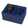 Machine Chronograph Brown Leather Watch and Bracelet Set