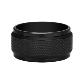Machine Knurled Texture Black Stainless Steel Band Ring