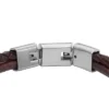 Machine Knurled Texture Brown Leather Multi-Strand Bracelet