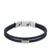 Machine Knurled Texture Navy Leather Multi-Strand Bracelet