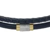Machine Knurled Texture Navy Leather Multi-Strand Bracelet