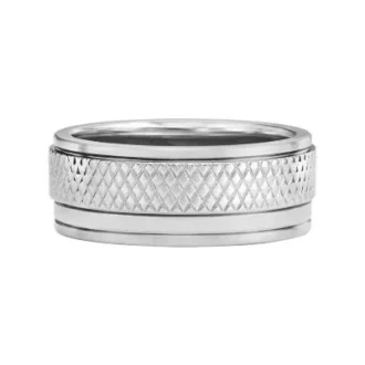 Machine Knurled Texture Stainless Steel Band Ring