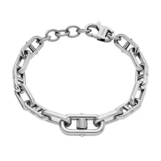 Machine Knurled Texture Stainless Steel Chain Bracelet