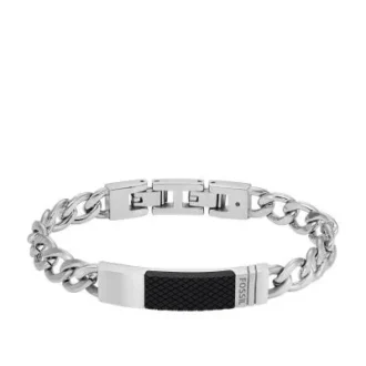 Machine Knurled Texture Stainless Steel Chain Bracelet