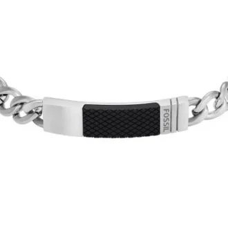 Machine Knurled Texture Stainless Steel Chain Bracelet