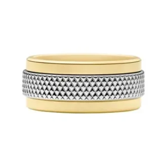 Machine Knurled Texture Two-Tone Stainless Steel Knurled Band Ring