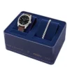 Machine Three-Hand Date Brown Leather Watch and Bracelet Set