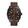 Machine Three-Hand Date Dark Brown LiteHide™ Leather Watch