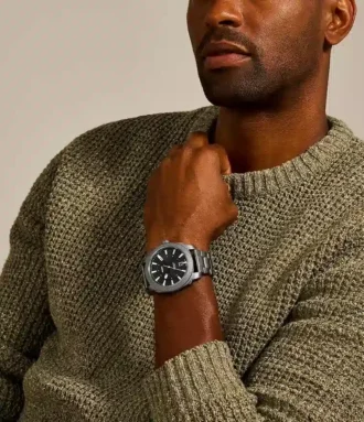 Machine Three-Hand Date Smoke Stainless Steel Watch