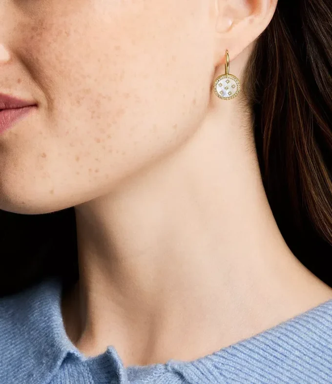 Merrit Classic Mother-of-Pearl Gold-Tone Stainless Steel Drop Earrings