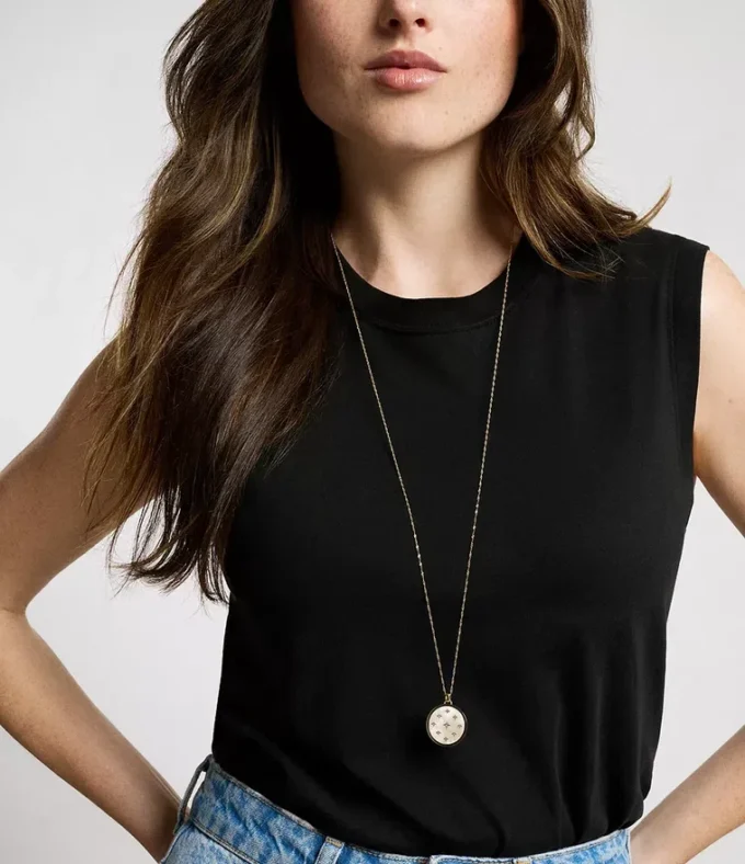 Merrit Classic Mother-of-Pearl Gold-Tone Stainless Steel Pendant Necklace