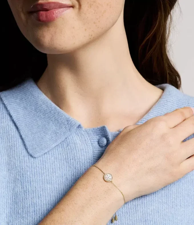 Merrit Classic Mother-of-Pearl Gold-Tone Stainless Steel Station Bracelet
