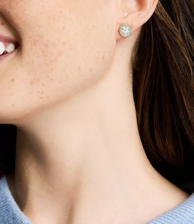 Merrit Classic Mother-of-Pearl Gold-Tone Stainless Steel Stud Earrings