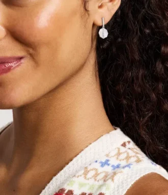 Merrit Timeless Mother Of Pearl Silver-Tone Stainless Steel Drop Earrings