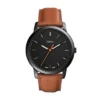 Minimalist Slim Three-Hand Light Brown Leather Watch