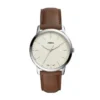 Minimalist Three-Hand Brown Leather Watch