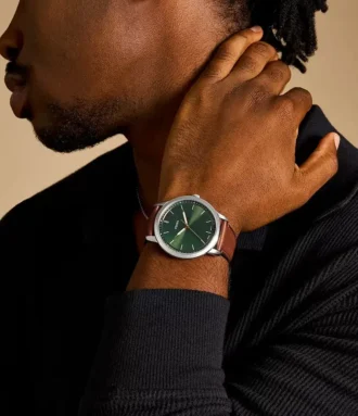 Minimalist Three-Hand Brown Leather Watch