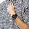 Nate Chronograph Black Leather Watch