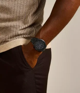 Neutra Chronograph Black Leather Watch