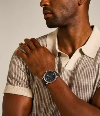 Neutra Chronograph Black Leather Watch