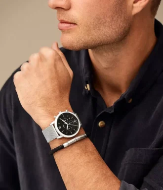 Neutra Chronograph Stainless Steel Mesh Watch and Bracelet Box Set