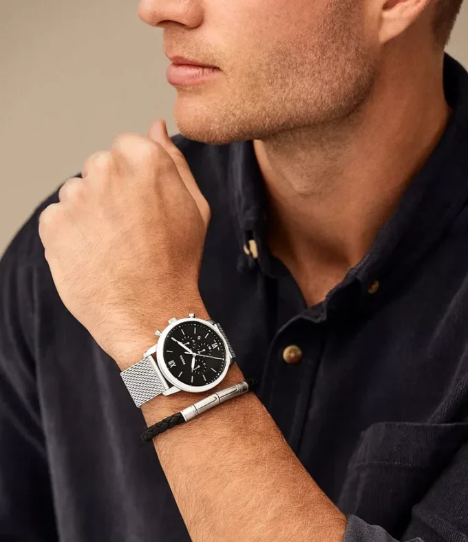 Neutra Chronograph Stainless Steel Mesh Watch and Bracelet Box Set