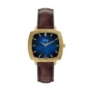 Nick Jonas x Fossil Machine Luxe Blue Vignette Three-Hand Brown Croco Leather Watch