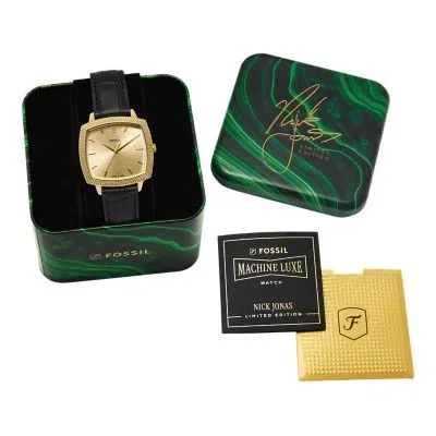 Nick Jonas x Fossil Machine Luxe Three-Hand Black Croco Leather Watch Nick Jonas x Fossil Machine Luxe Three-Hand Black Croco Leather Watch