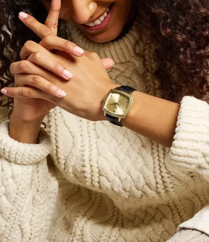Nick Jonas x Fossil Machine Luxe Three-Hand Black Croco Leather Watch Nick Jonas x Fossil Machine Luxe Three-Hand Black Croco Leather Watch