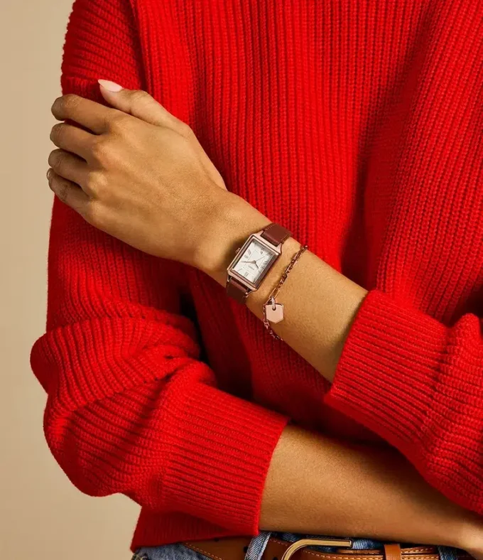 Raquel Three-Hand Date Medium Brown Leather Watch and Bracelet Set Raquel Three-Hand Date Medium Brown Leather Watch and Bracelet Set