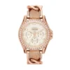 Riley Multifunction Rose Gold-Tone and Sand Leather Watch