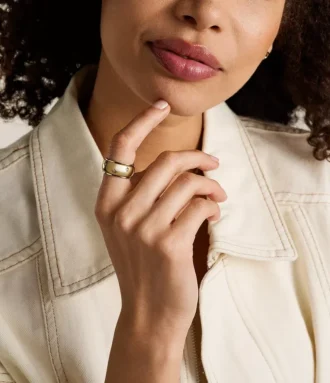Sadie Shine Bright Gold-Tone Stainless Steel Fidget Band Ring