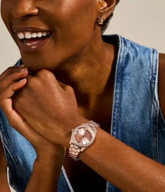 Scarlette Three-Hand Date Rose Gold-Tone Stainless Steel Watch
