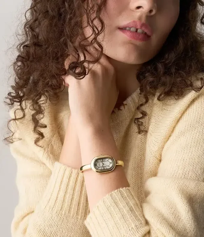 Sloan Three-Hand Gold-Tone Stainless Steel Watch Bangle